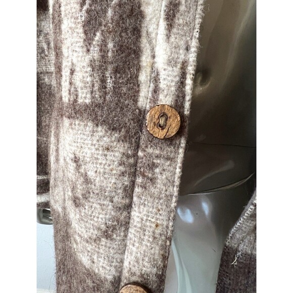 Vintage Tribal Aztec Wool Button Up Jacket Men’s XL Llama Warm Southwest Pockets - Picture 8 of 8